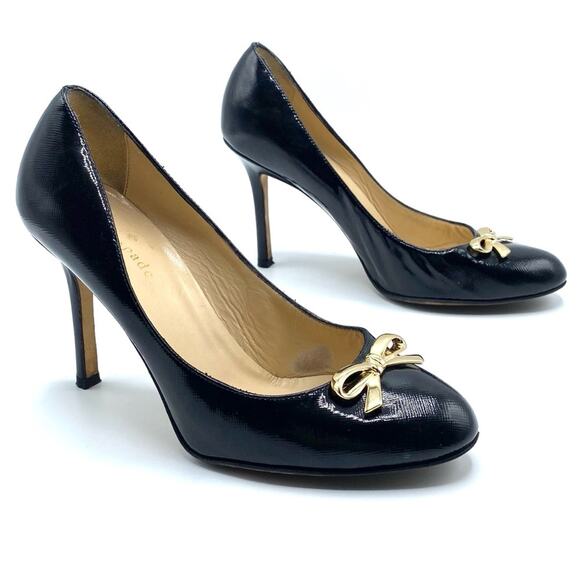 Kate Spade Antonella Gold Bow Heels size 6.5 - Picture 1 of 14